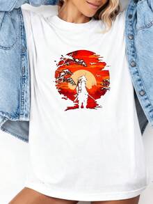 Vintage Short Sleeve T-Shirt With Small Round Neck - White 5 - View 3
