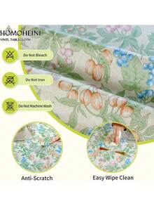 Floral Rectangle Square Tablecloth, Waterproof Oil-Proof Scratch-Resistant Table Cloth, Wipe-Clean Polyester Table Cover For Dining Camping Indoor Outdoor, Multi-Size - Dâu tằm - Xem 5