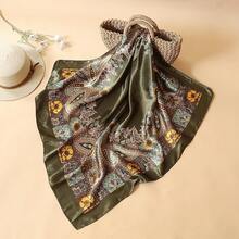 35" Large Satin Head Scarf For Women Silk Hair Scarf Solid Color Hair Bandana For Night Hair Wrap Sleeping - màu xanh lá - Xem 6