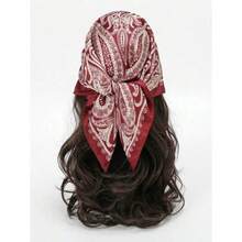 1pc Simple Printed 70cm Square Scarf New Spring Bandana For Women Versatile Waist Belt Bag Decor Headband Fashion Neckerchief For Dress - Màu Đỏ Sâu - Xem 6