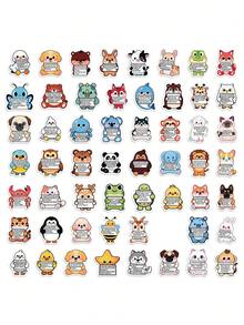 112 piezas Pegatinas de animales de dibujos animados lindos con citas inspiradoras, pegatinas decorativas DIY, pegatinas con frases motivacionales - Multicolor - Ver 6