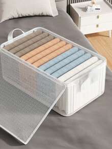 Stackable Transparent Storage Box With Lid, Space-Saving, Convenient Organization, Large Capacity With Handle, Multi-Purpose Storage Box, Thickened Storage Box, Suitable For Home, Dorm, Bedroom, Wardrobe, Etc. Valentine's Day Sunshine Travel Cooling - Clear - View 2