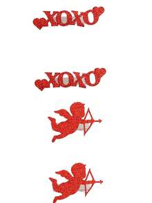 4件套情侣情人节发夹套装，心形玫瑰花图案，配套发夹 - 彩色 - 查看 9