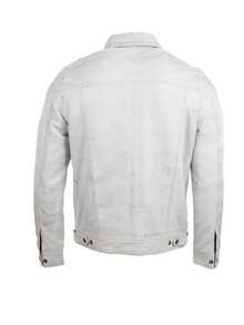 AVIATRIX Men's Real Leather Trucker Biker Jacket AGQ5 White - White - View 4