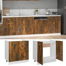 vidaXL Meuble sous évier "Lyon" Chêne fumé 80 x 46 x 81,5 cm Bois d'ingénierie - Tabac - Voir 3