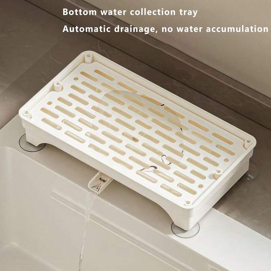 Sink Caddy Multifunctional Sponge Holder Drain Tray Kitchen Sink Organizer With Sucker - White - View 1