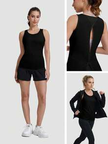 MathCat Women's Workout Tanks Cloudweight Open Back Workout Lightweight Athletic Gym Tank Soft Running Sleeveless Shirts - 黑色 - 查看 5