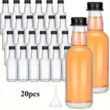 20pcs Mini Plastic Bottles With 1pc Mini Funnel, Reusable Empty Liquor Bottles With Aluminum Gold, Black, Silver Screw Caps, Birthday, Wedding, Party Gifts, Aluminum Cap Bottles Can Be Used With Soda Bottles, Transparent Small Bottles - Multicolor - View 9