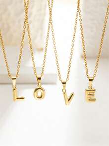 1pc Elegant Lady-Like Gold Balloon 26 Letter Pendant Necklace, Adjustable Chain Length, Suitable For Daily Wear, Great Gift For Girlfriend, Wife, Mother, Family And Friends, Birthday, Anniversary, Popular Among Young Women - Yellow Gold - View 1
