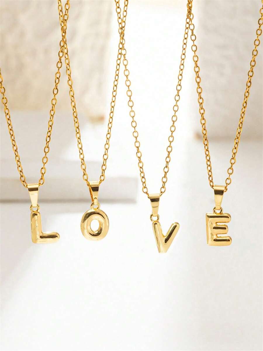 1pc Elegant Lady-Like Gold Balloon 26 Letter Pendant Necklace, Adjustable Chain Length, Suitable For Daily Wear, Great Gift For Girlfriend, Wife, Mother, Family And Friends, Birthday, Anniversary, Popular Among Young Women - Yellow Gold - View 1
