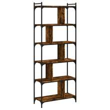 Libreria vidaXL a 6 livelli, bianco fumo, 76x32x192 cm, legno ingegnerizzato - Castano - Visualizzare 6