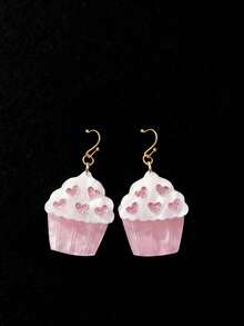 1 Pair Cute Sweet Fashion Hot Selling Heart-Shaped Ice Cream Earrings, Suitable For Festivals, Parties, And Gifting To Friends - Multicolor - View 5