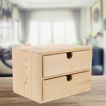 1pc Wooden Desktop Multi-Drawer Storage Box, Jewelry Organizer Cabinet For Office, Bedside, Dorm
