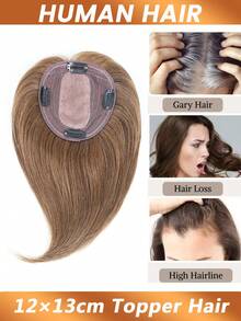 Human Hair Topper For Women Natural Hair Wigs 12x13cm Clip In Topper Straight Hairpieces Breathable Silk Base Hair Wig #6