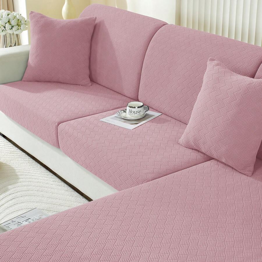 YSTYLE 1 Piece Solid Color Sofa Cover, Modern Stretch Polyester Universal Non-Slip Washable Soft Stain Resistant Sofa Cushion Covers For Living Room - Rusty Rose - View 1
