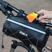 Large Capacity Adjustable Bicycle Handlebar Bag, Portable Front Frame Tube Bag For Handlebar Mount Bag Bike Bag - Black - View 3