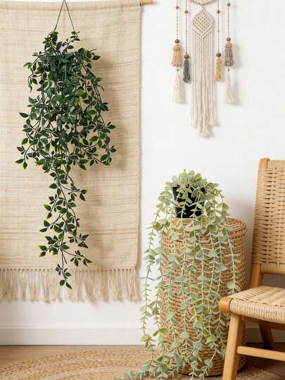نبتة معلقة اصطناعية، نباتات خضراء معلقة مزيفة، نبتة ديكورية معشبة، كرمة إقليدية مصنعة، نبتة كرمة داتورا معشبة، ديكور معلق للحائط المنزلي، مناسبة لديكور المنزل والحديقة والمكتب والشرفة، ديكور ، ديكور منزلي، ديكور الغرفة