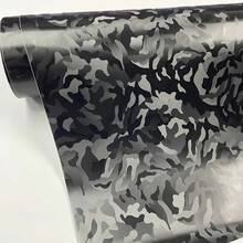 1pc Black Ghost Camouflage Car Wrap Decal, DIY Carbon Fiber Forged, Personalized Car Sticker With Vinyl Adhesive, Suitable For Motorcycle, Skateboard, Car Wrap, Color Change Film, Car Modification