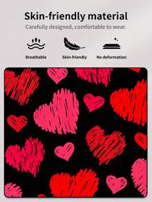 男士平角内裤（1条装） - 活力爱心印花内裤，甜蜜情人节礼物，日常穿着亦可，浪漫爱心印花内裤，爱情主题爱心印花内裤，红色爱心印花浪漫内裤，完美情人节礼物，日常穿着亦可 - 黑色 - 查看 5