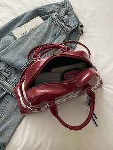 New Bowling Ball Shaped Handbag For Women, Fashion Versatile Shoulder Bag With Premium Quality - Red - View 12