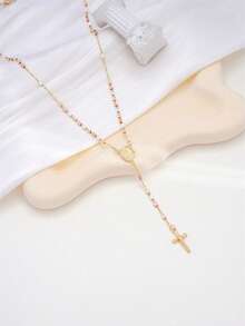 1 chiếc dây chuyền tràng hạt vàng Đức Mẹ Guadalupe, trang sức chuỗi hạt cầu nguyện Công giáo với mặt dây chuyền hình thánh giá, dây chuyền hạt sáng bóng, quà tặng tôn giáo cho nam nữ, phụ kiện đeo hàng ngày/dùng trong các sự kiện tôn giáo. - Vàng 01 - Xem 10