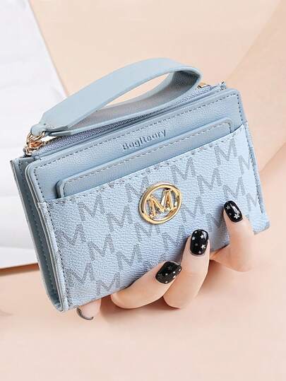 European & American Lychee Texture Minimalist Women's Wallet, High-Quality Elegant Bifold Card Holder Zipper Coin Purse