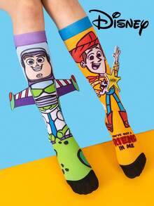 Cute 3D Disney Children's Toy Story Knee-High Socks, A Fashionable Children's High Sock Party, High-Quality Gifts, School Is Back In Session, Fun And Fashionable Disney Little Fans Disney Cartoon 3D Calf Socks - Multicolor - View 4
