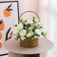 Floweroyal 4 Bunches Peony Artificial Flowers White Flowers Silk Peonies Bouquets For Wedding Party Table Centerpieces Floral Arrangement Home Kitchen Decor. - White-4pcs - View 5