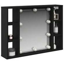 vidaXL Armario espejo marrón negro 76 x 15 x 55 cm madera de ingeniería - Negro - Ver 2