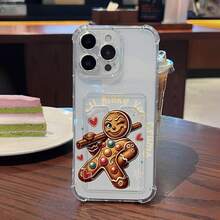 Funda para teléfono con espejo de hombre de jengibre y mensaje dulce. Compatible con  17,  16 Pro Max,  15 Pro Max,  13 y  12. Fabricada en TPU, ofrece una excelente protección contra golpes y caídas. Ideal como regalo divertido para familiares, amigos, celebraciones navideñas y ocasiones especiales como cumpleaños o Navidad. - transparente - Ver 2