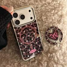 GUCADI 1件装银边磁吸支架,镀金粉色星形豹纹+粉色豹纹蝴蝶结,镀金心形磁吸支架,豹纹蝴蝶结兼容 17 Pro Max,13,镀金磁吸支架兼容 16,Sweet 15,兼容 17 Pro Max,15磁吸支架兼容 16,电镀14 - 彩色 - 查看 11