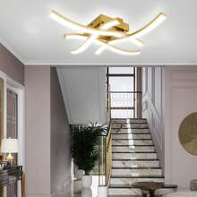 XINGOO 1pc Modern Minimalist Home Lighting LED Strip, Gold/White Luxury Ceiling Light Fixture, Suitable For Living Room/Bedroom/Dining Room/Hallway/Balcony, 6000K Cool White/3000K Warm White, 220V (Warning: Not Compatible With 110V) - Gold - View 7