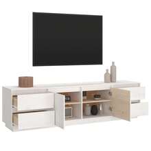 vidaXL Mueble TV blanco 176x37x47,5 cm madera de pin macizo - Blanco - Ver 5