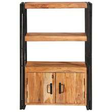 Bibliothèque vidaXL avec portes en bois d'acacia massif et métal Marron - Tabac - Voir 5