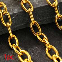 Nooxian 1pc Women's Bracelet, Waterproof Beach Vacation Layered Punk Hollow Stainless Steel Thick Chain Bracelet, Daily Accessory Gift (Chain Links & Beads Quantity Random) - Yellow Gold - View 4