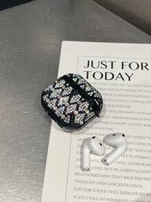 1 pieza Estuche protector con cristales de Rhinestone plateado para auriculares Bluetooth - Plateado - Ver 6
