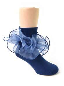 2 Pairs Kids/Girl's Ruffle Trim Princess Dancer Ballet Short Socks, Infant/Toddler/Youth - Multicolor - View 3