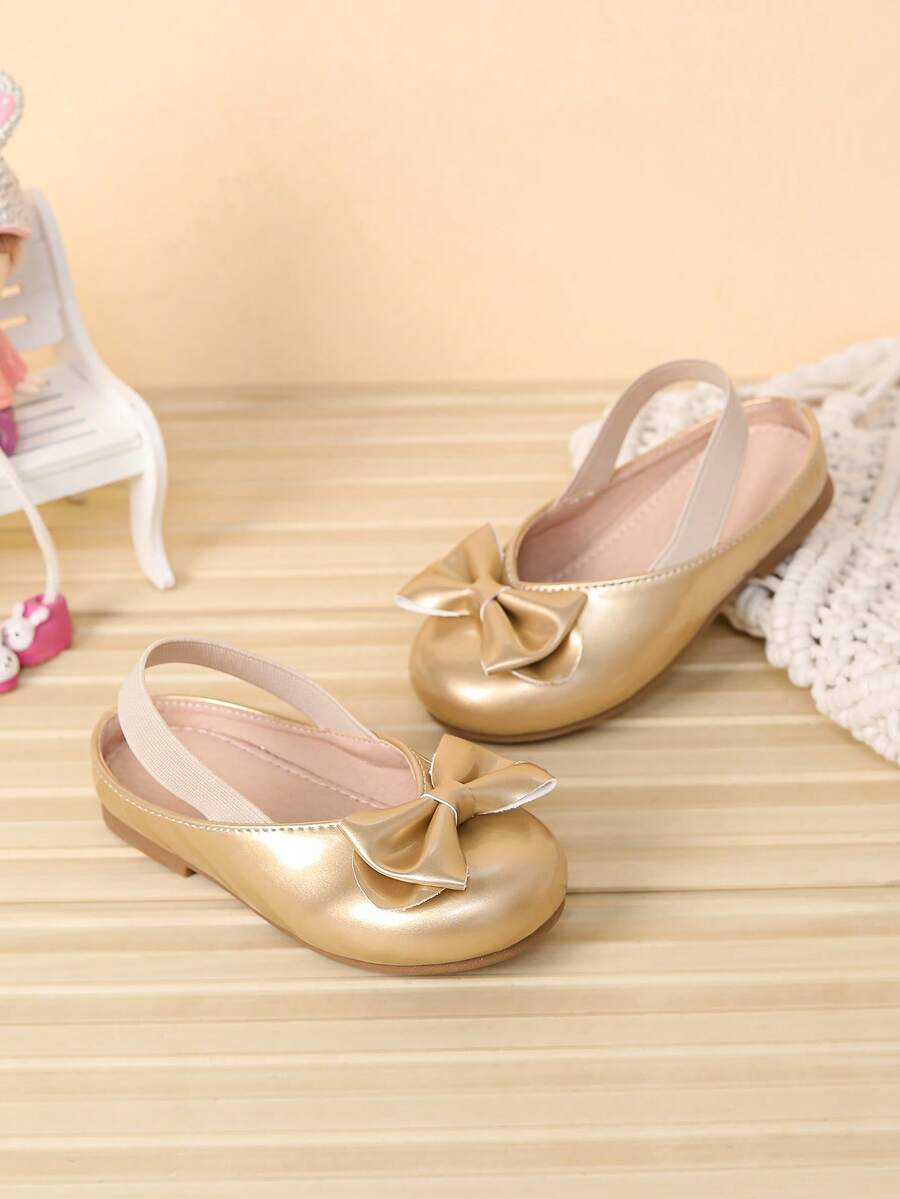 1 Pair Fashionable Bow Decor Girls Casual Shoes, Spring/Summer - Gold - View 1
