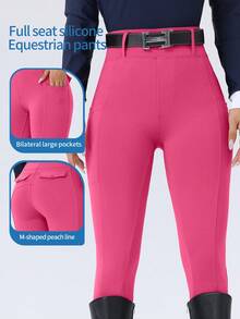 ROYALS MATTINI Women's Equestrian Riding Pants, Full Seat Silicone Grip Anti-Slip Jodhpurs, Breeches With Pockets, Quick-Dry Equestrian Sports Tights - Hot Pink - View 5