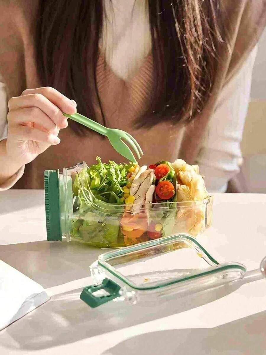 1 hộp đựng salad chống rò rỉ có nắp - Hộp cơm trưa và hộp đựng đồ ăn nhẹ di động, hộp đựng salad, cốc salad mở bên hông tiện dụng, cốc đựng thực phẩm trong suốt có miệng mở bên hông để dễ dàng lấy ra, thiết kế chống tràn - Lý tưởng cho văn phòng, bữa trưa, trường học, du lịch, tụ họp, nhà cửa, ngoài trời, cắm trại, hộp đựng gia vị, phụ kiện nhà bếp, vật dụng cần thiết ngoài trời, quà tặng cho phụ nữ