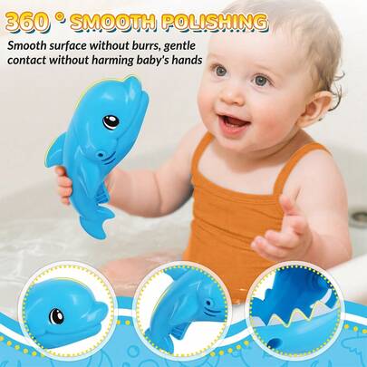 Baby Bath Toys Dolphin Water Toys Set - Interactive Educational Bath Toys, Random Color, Creative Design, Feeding Interaction, Suitable For Children