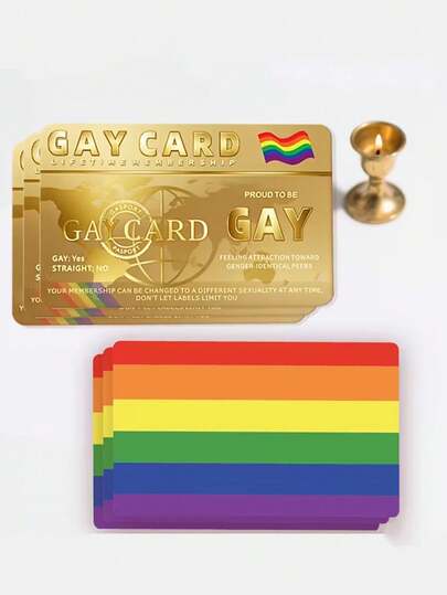 2pcs LGBT Pride Lifetime Membership Card, Decorative PVC Card, Non-Adhesive, High-End Gold Design, Rainbow Heart Pattern, PVC Material, LGBT Community Gift, Suitable For Joking Friends And Colleagues, Funny Model, Humorous Gift, Party Favor, Pride Celebration, Elegant Style, Geometric Pattern, Exquisite Workmanship, Durable Material, Novel Gift, Commemorative Card, Gift For Friends, Family And Colleagues