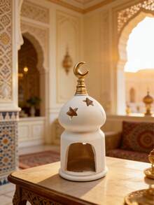 1件中东风格装饰品，斋月装饰品，斋月新月蜡烛台及香薰机，斋月伊斯兰节日派对，家居房间餐桌装饰 - 开斋节春季装饰礼物，节日礼物（不含蜡烛） - 多色 - 查看 2