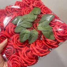 Arranjo Floral Artificial de Rosas para Decoração Doméstica, Buquê com 25 Hastes para o Dia dos Namorados - Vermelho - Visão 5