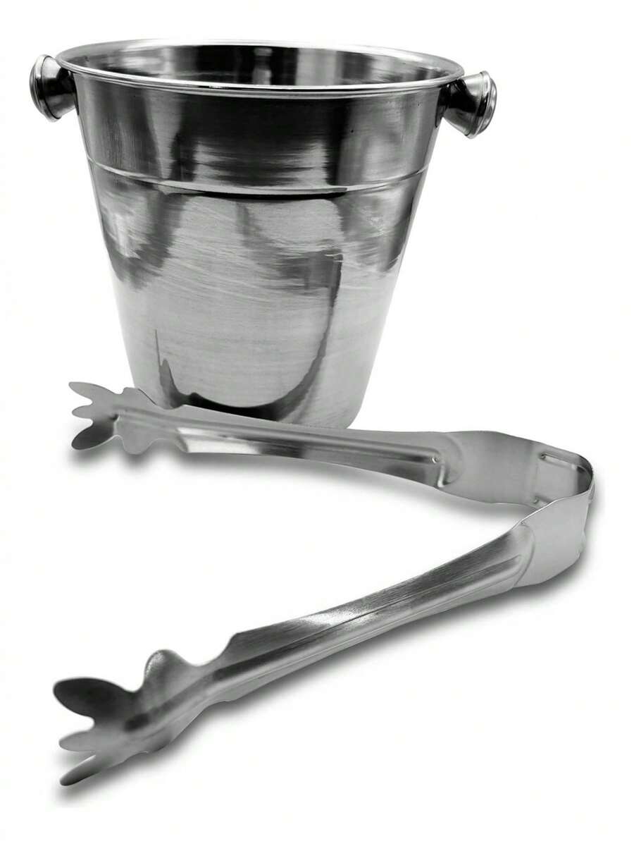 TendenciaSet De Cubeta Bar Para Hielos Con Pinzas Para Hielo PlateadoCalidad premium - Plateado - Ver 1