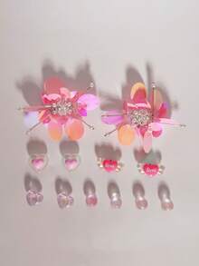 12pcs Valentine's Day Cute Pink Resin Heart Sequin Hollow Shoe Decorations DIY Accessories - Fun, Versatile Personalized Shoe Embellishments, Perfect Gifts For Holiday Parties And Special Occasions - Pink - View 10