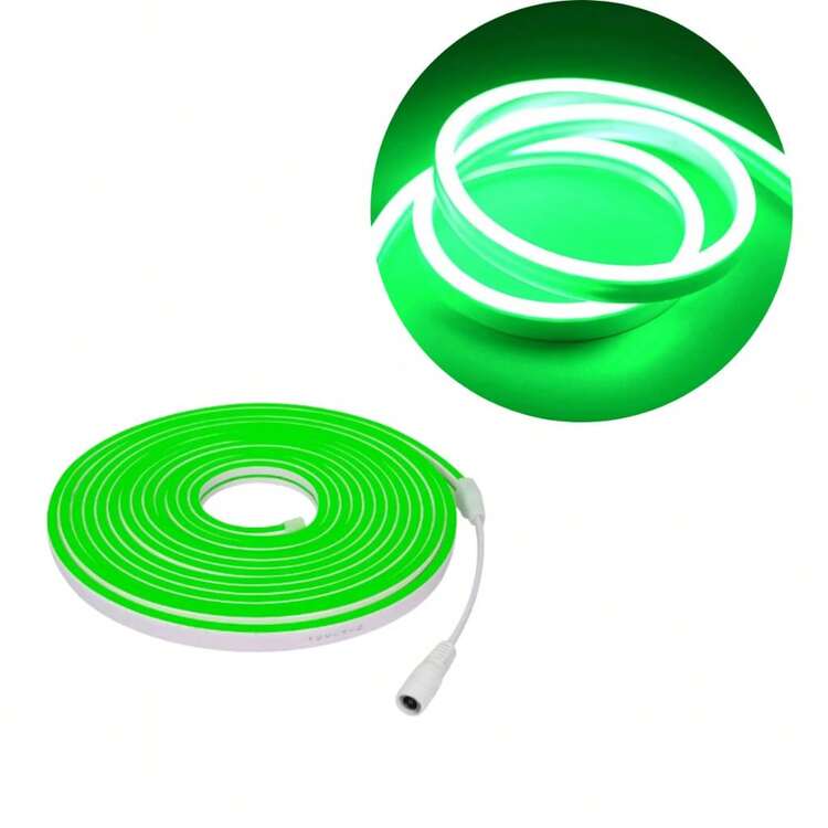 5m Roll Of LED Strip Neon Hose, 2.5cm Cut, Flexible, 12v, Ready For Delivery, With Power Supply. - Verde - View 1