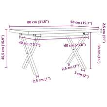 vidaXL Table basse cadre en X 80x50x40,5cm bois de pin massif et acier - Tabac - Voir 10