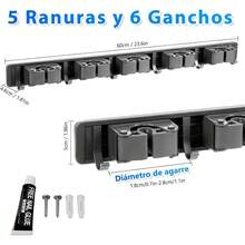 CYPNOrganizador de Escobas Porta Escobas y Trapeadores Pared Organizador de Pared con 6 Ganchos y 5 Estantes Colgador de Escobas y Trapeadores para Garaje Cocina Baño JardínFashion - 221268601 - Ver 8