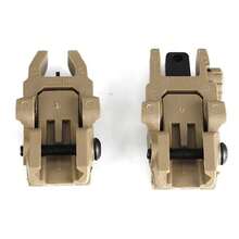 Juego de 2 Unidades de Miras de Respaldo Tácticas Plegables con Resorte, Totalmente Ajustables en Viento y Elevación, Diseño de Polímero de Alta Resistencia y Liviano, Color Tierra Oscura, para Caza, Entrenamiento Táctico, CQB y Uso con Fusiles de Cacería o Equipo Táctico Militar - Óxido marrón - Ver 2